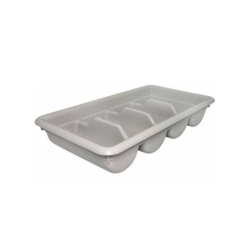 Self-service 4 compartments grey plastic cutlery tray 