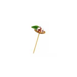 Mini saucer with suspended bamboo toothpick 10x4 cm