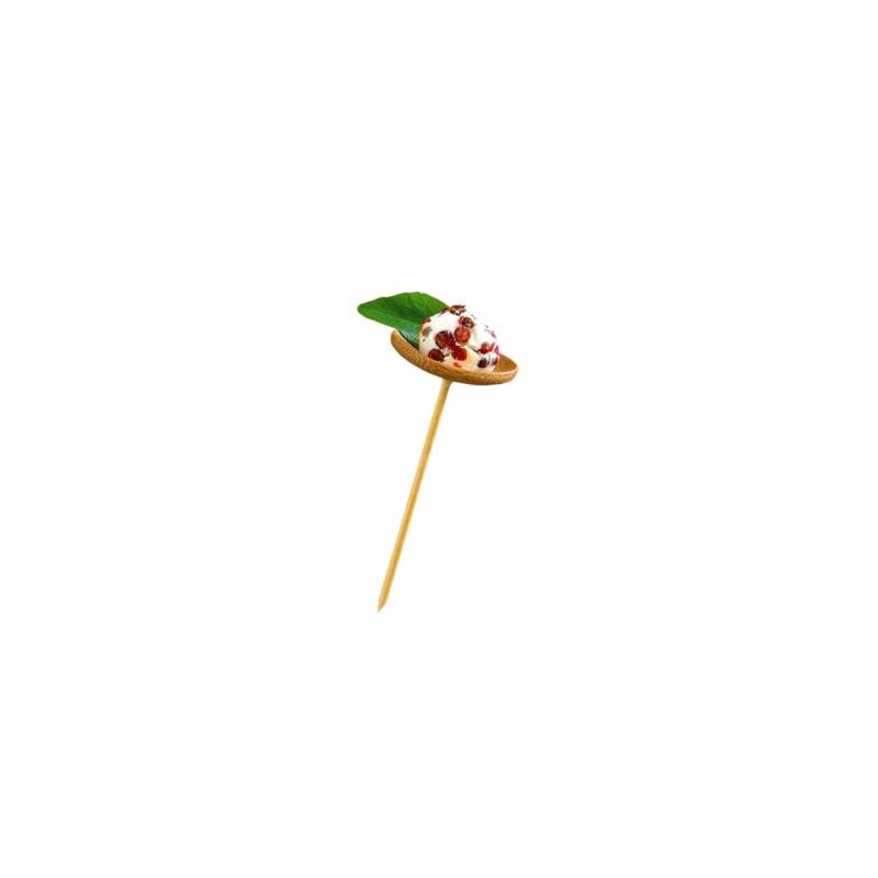 Mini saucer with suspended bamboo toothpick 10x4 cm