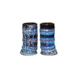 Tiki Becher Bamboo Keramik 400ml hellblau/schwarz