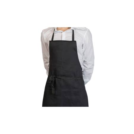 Apron with bib and pockets herringbone black 90x75 cm