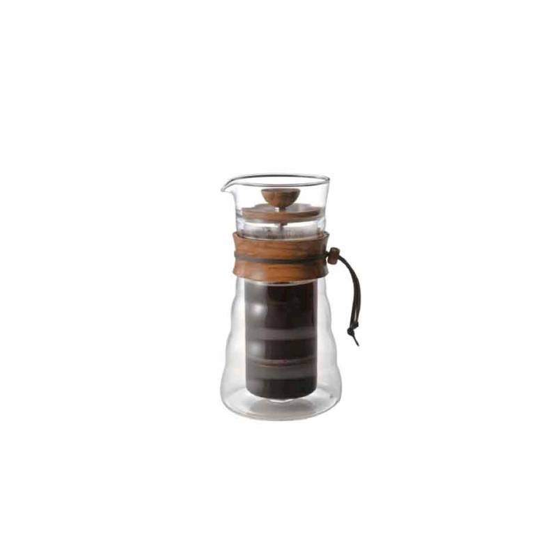 Presskaffee-Teekanne aus Glas und Olivenholz cl 40