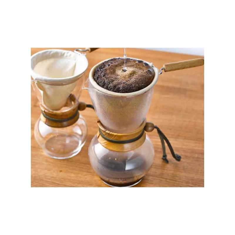 Amerikanische Drip Pot Hario Kaffeemaschine aus Glas und Holz cl 48