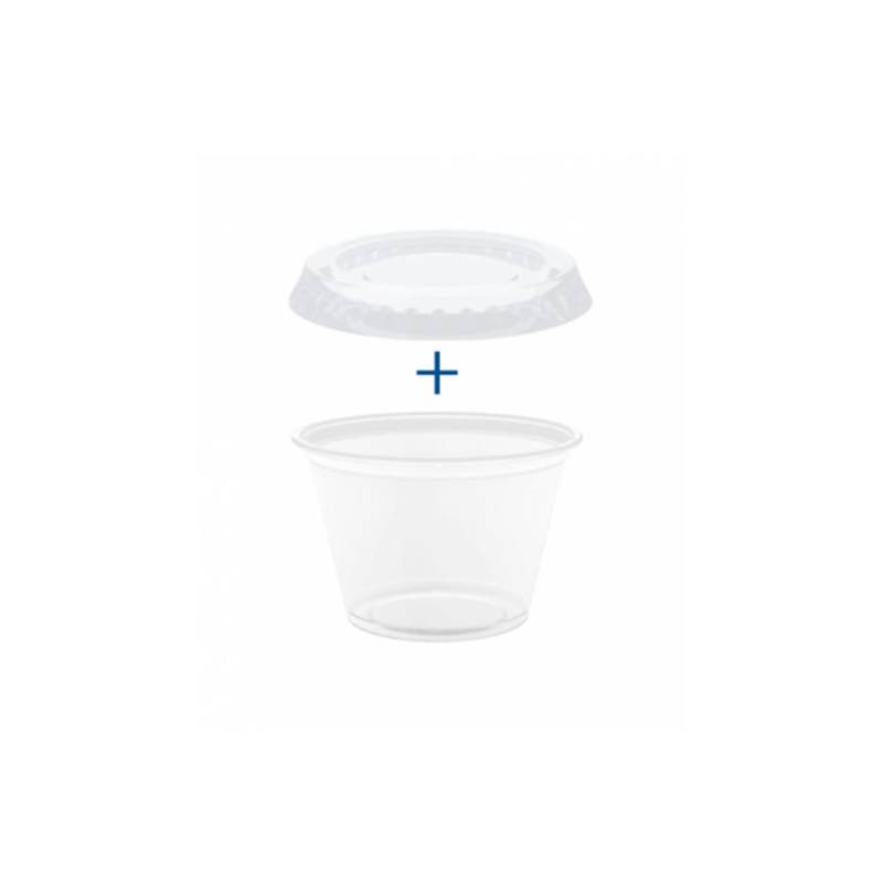 Transparent polypropylene sauce cup with lid 2.02 oz.