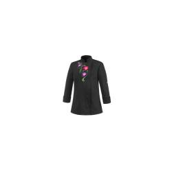 Blumen schwarz Polyester und Baumwolle Kochjacke mit Blumen Größe M