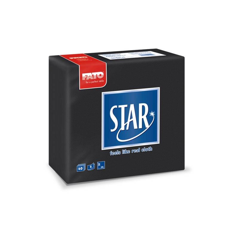 Star 2-lagige Cellulose-Serviette schwarz 38x38 cm