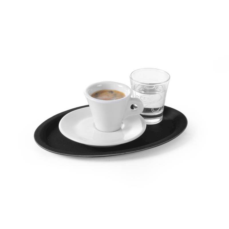 Hendi oval rutschfest Fiberglas Tablett schwarz 23x16 cm