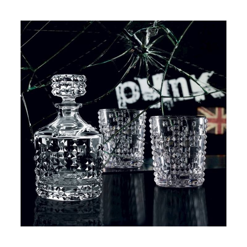 Punk whiskey glass bottle and 2 glasses set