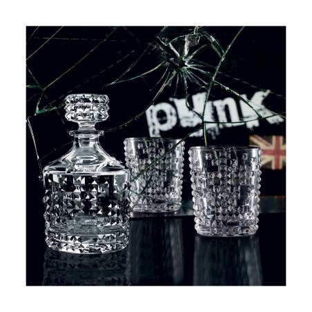 Punk Whisky Glasflasche und 2 Gläser Set