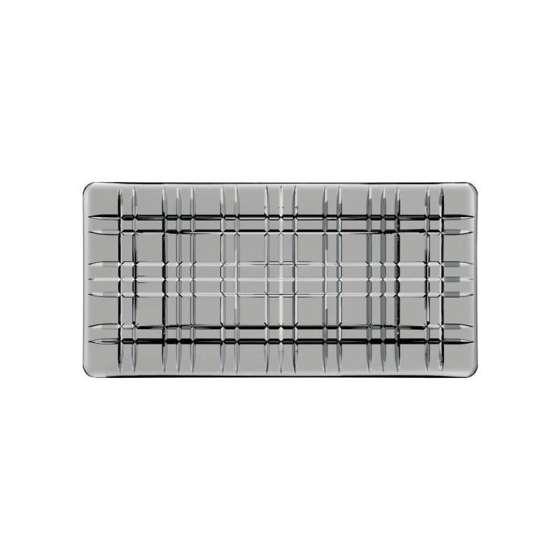 Square Smoke rectangular tray in gray glass 28x14 cm