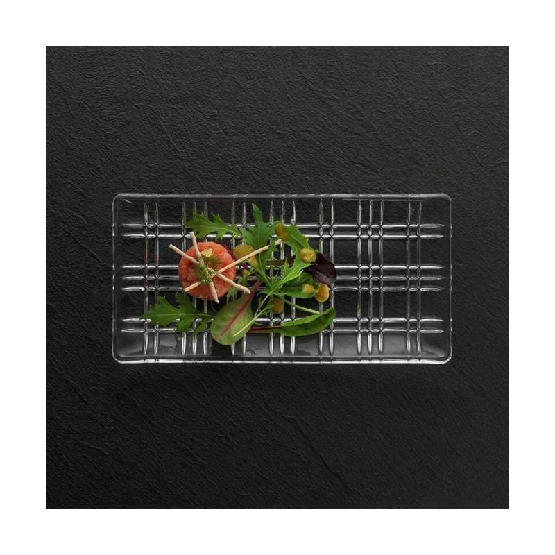 Rechteckiges Tablett Smoke aus grauem Glas 28x14 cm