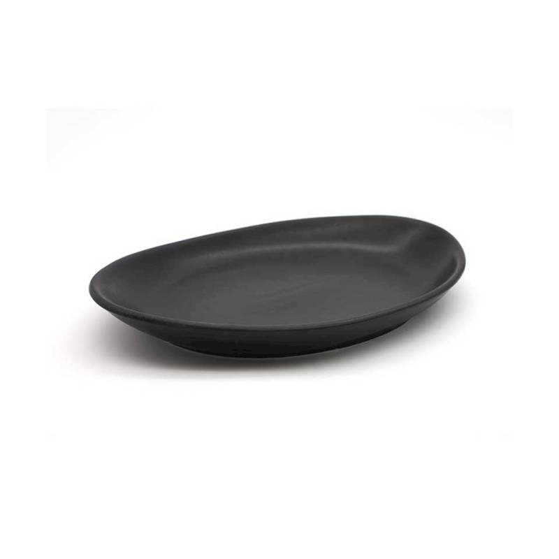 Oval black with cast iron effect porcelain tray 11.81 inch