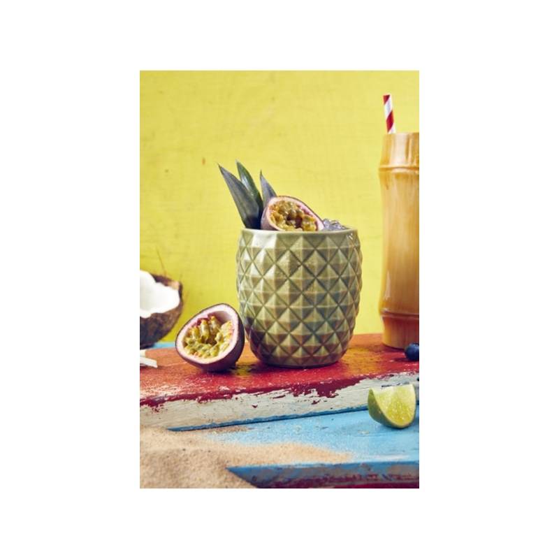 Ananas Tiki Becher aus grünem Porzellan cl 40