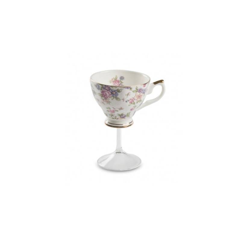 Viktorianische Teetasse 100% Chef Porzellan und Glas Stiel cl 20