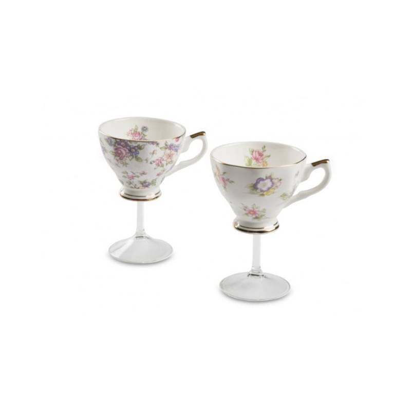 Viktorianische Teetasse 100% Chef Porzellan und Glas Stiel cl 20