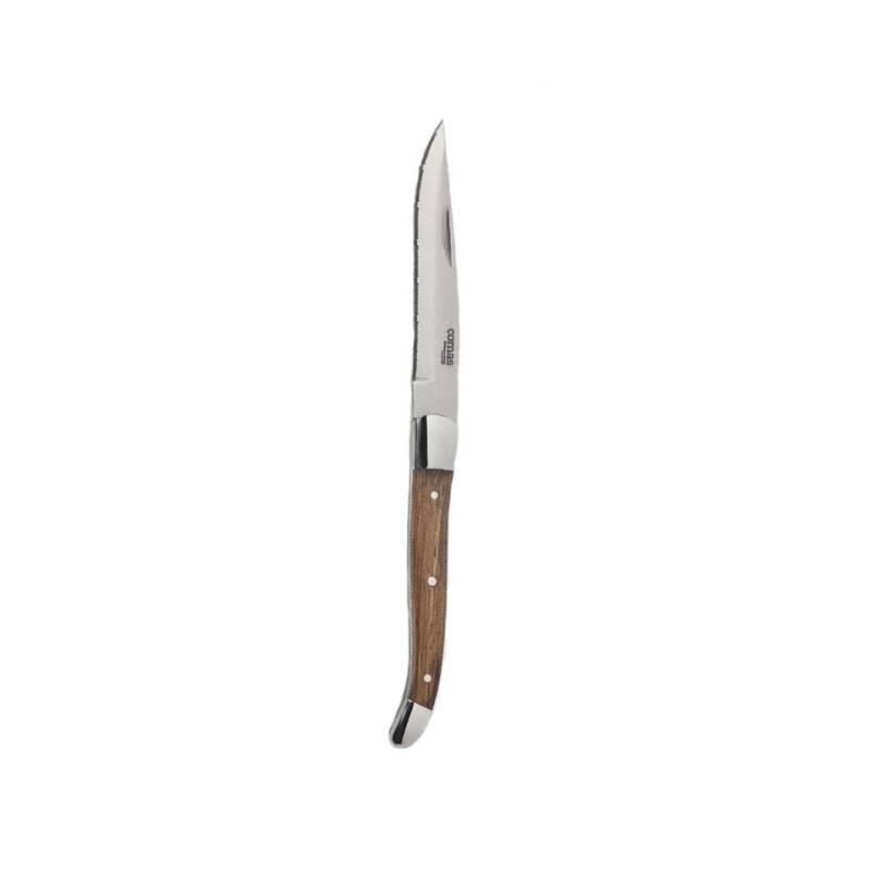 Alps Steakmesser mit gezackter Klinge aus Edelstahl und Holzgriff 23 cm