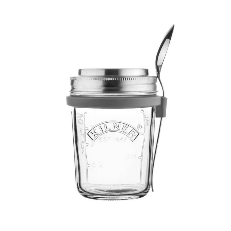 Kilner Glas Frühstücksglas mit Edelstahllöffel 35 cl