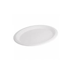 Bionische ovale Schale aus weißer Bagasse 32x25,5 cm