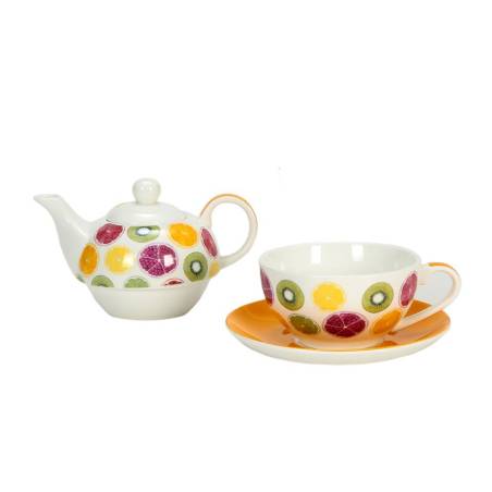 Tea For One Yellow Fruits in decorated porcelain