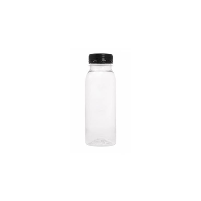 Transparente Pet-Flasche mit schwarzem Verschluss cl 25