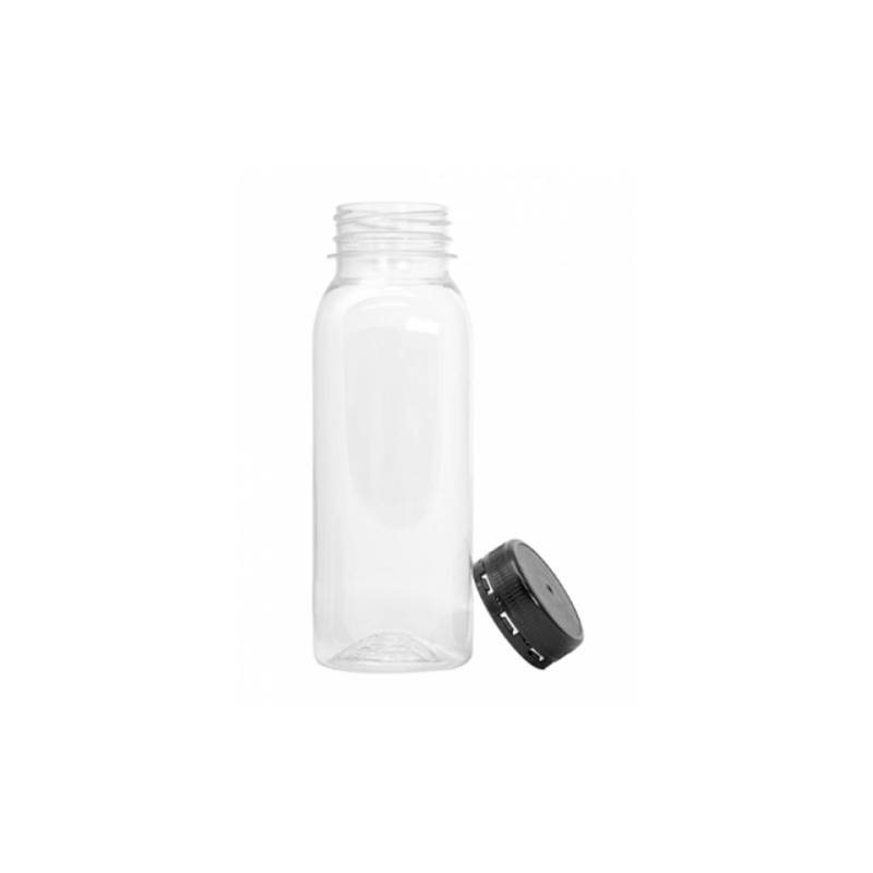 Transparente Pet-Flasche mit schwarzem Verschluss cl 25