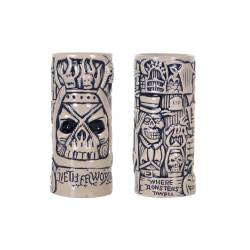 Tiki Becher Monster in beige und blau Porzellan cl 45