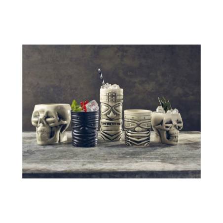 Tiki mug Smile black and white porcelain cl 36