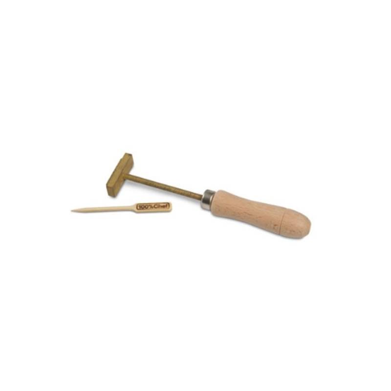 Customizable bronze ice and food marker and wooden handle cm 10