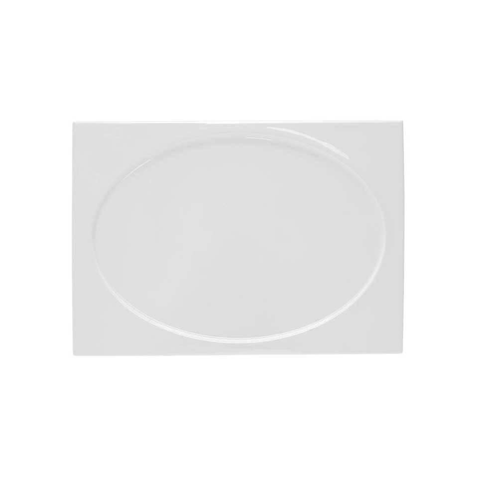 Rectangular plate with oval Phoemics imprint in white porcelain 36.5x26 cm