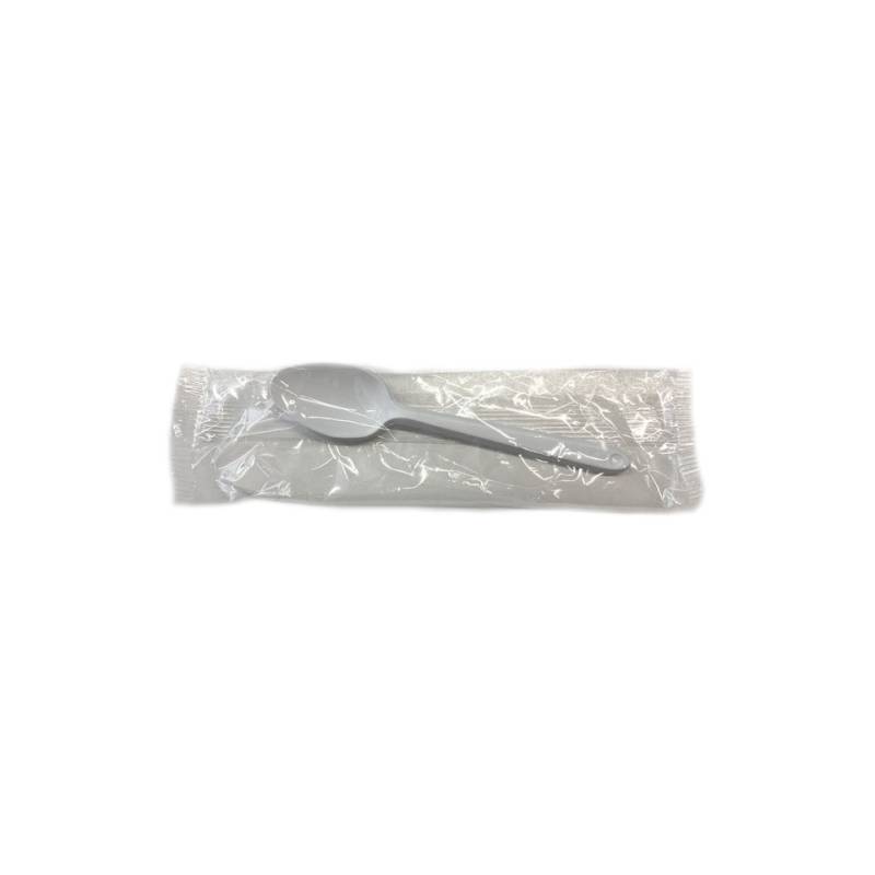 White plastic single bagged spoon cm 12.5