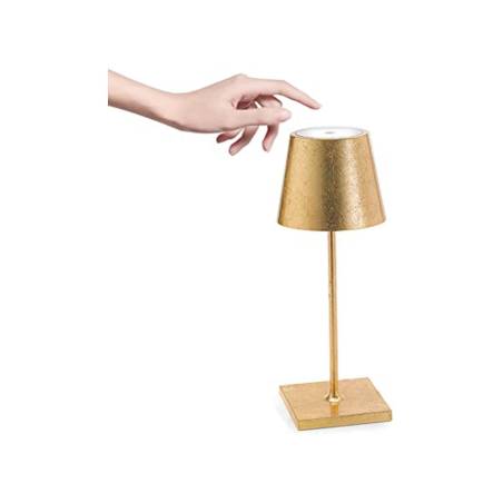 Poldina Zafferano wiederaufladbare Tischlampe in Aluminium Blattgold cm 38