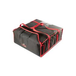 Schwarze und rote Cordura Nylon Pizzakühltasche cm 52x52x20