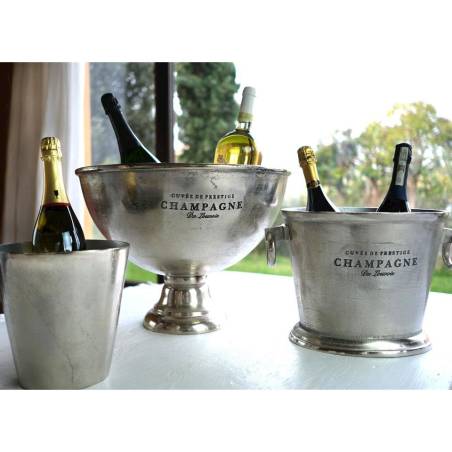 Silver aluminium wine and champagne bucket 7.87x8.07 inch