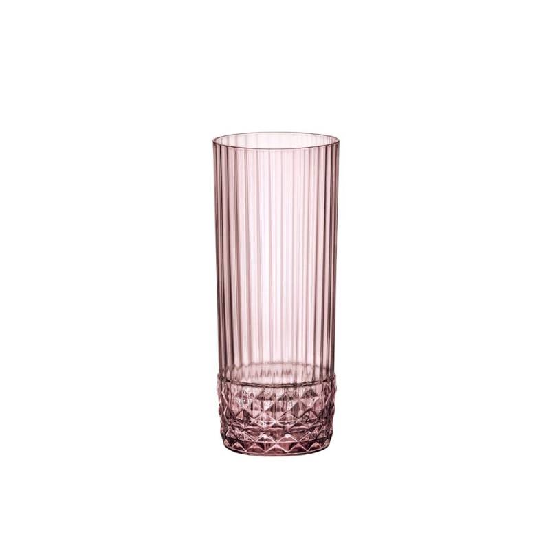 Amerika '20er Jahre Longdrinkglas in rosa Glas cl 40