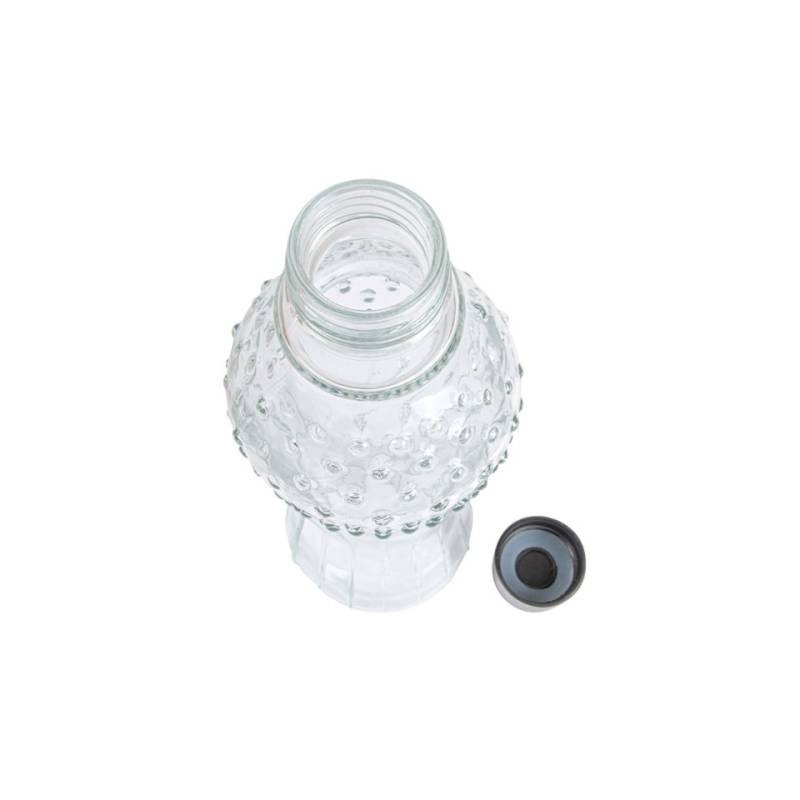 Pointed glass bottle with stainless steel cap 33.47 oz.