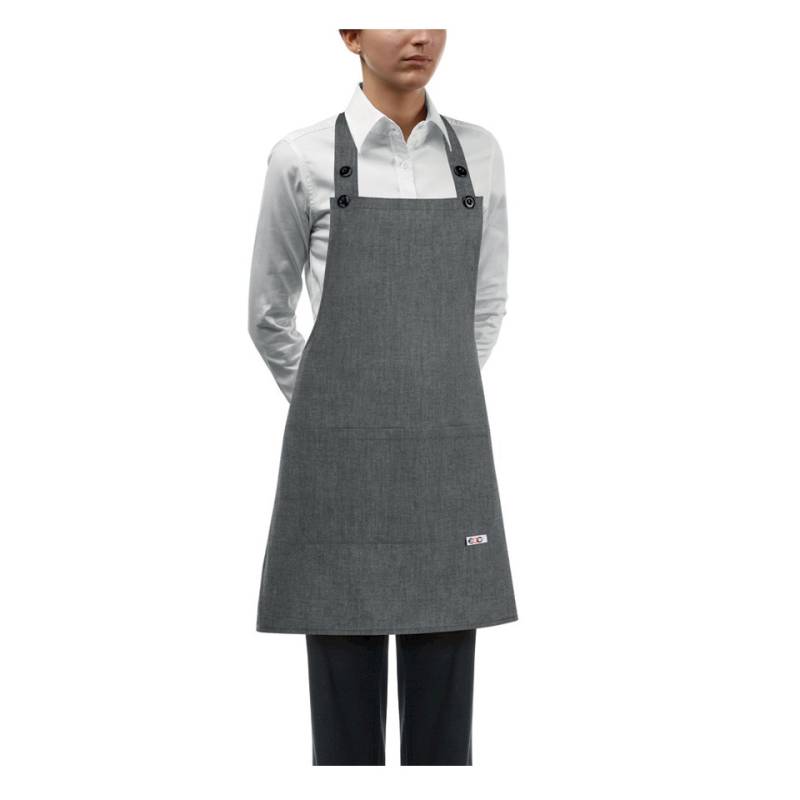 Grey polyester and cotton bib apron 