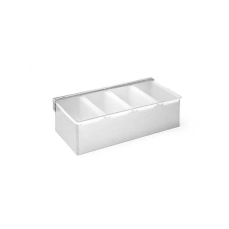 Condiment holder 4 brushed stainless steel and polypropylene trays cm 30.5x19x9.3