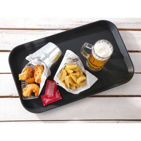 Hendi black polypropylene rectangular anti-slip tray 20.86x12.79 inch