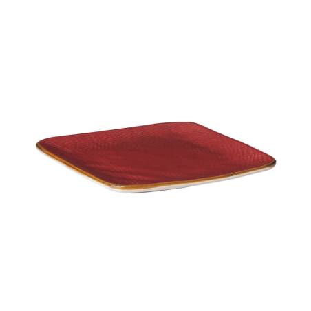 Piatto quadro Mediterraneo in ceramica rosso ciliegia cm 11,7