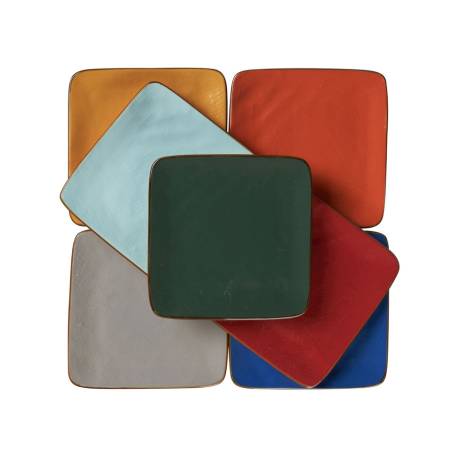 Piatto quadro Mediterraneo in ceramica rosso ciliegia cm 11,7