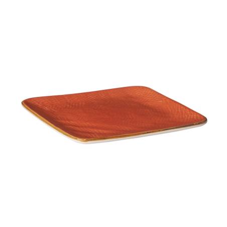 Piatto quadro Mediterraneo in ceramica arancione jaffa cm 11,7