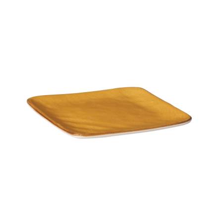 Mediterranean square yellow ceramic plate 4.60 inch