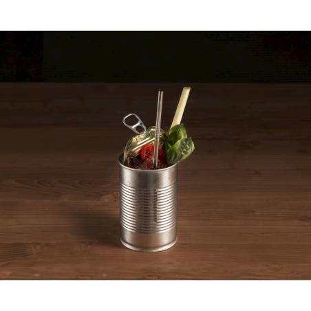 100% Chef Popeye disposable tin can cup with lid 13.52 oz.