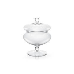 Ellipsenförmige Bon Bon Vase mit Glasdeckel cm 16x24,5