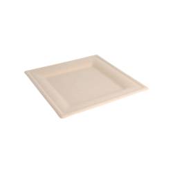 Ecru Bagasse quadratische flache Platte 20x20 cm