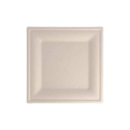 Square ecru bagasse flat plate 7.87x7.87 inch