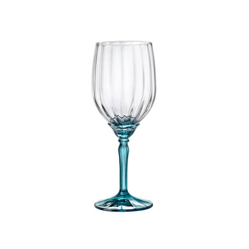 Bormioli Rocco Florian Weißwein Kelch in Glas mit blauem Stiel cl 38