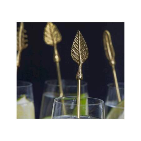 Leaf in assorted shapes in antiqued gold-plated steel stirrers 8.26 inch