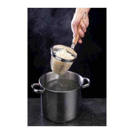 Chinese stainless steel spaghetti strainer with wooden handle 