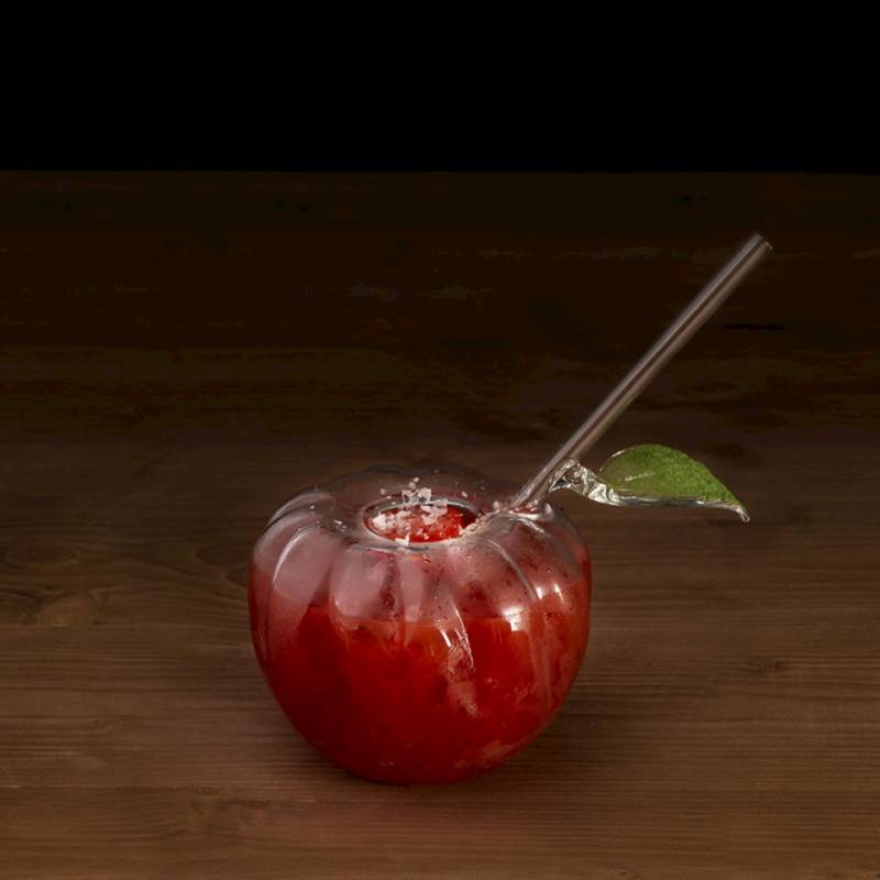 Tomato 100% Chef Glas mit Strohhalm Borosilikatglas cl 65